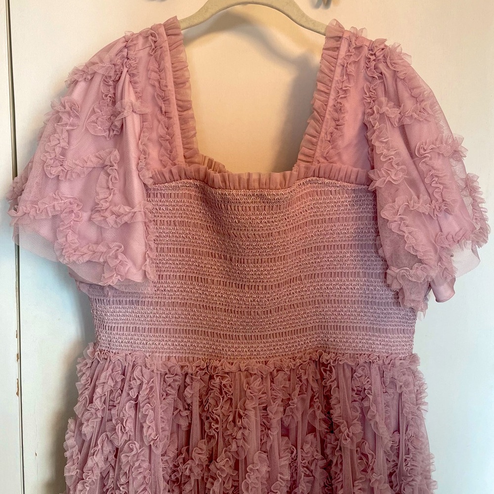 Ivy City Co Purple Cloud Nine Dress Ruched Top A Line Midi Skirt Plus Size 1X